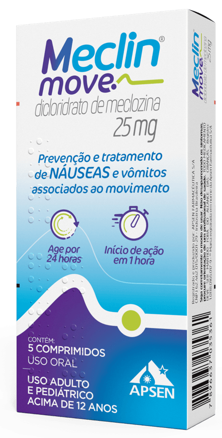 Meclin Move 25mg Dicloridrato de Meclozina - 5 Comprimidos